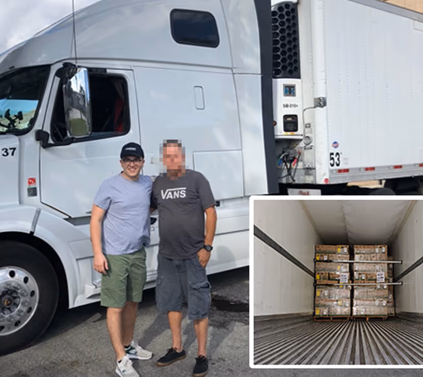 Refrigerated food stuffs loaded for cold chain transport
