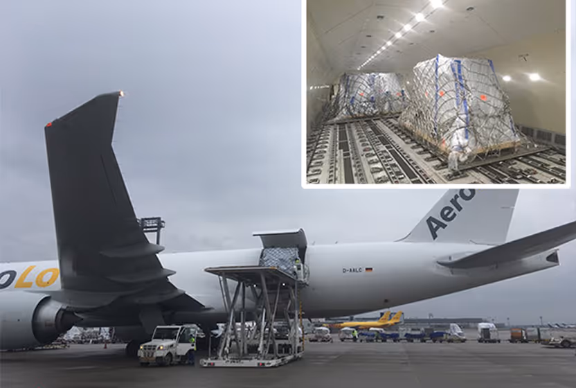 Specialty materials packaged for international shipment